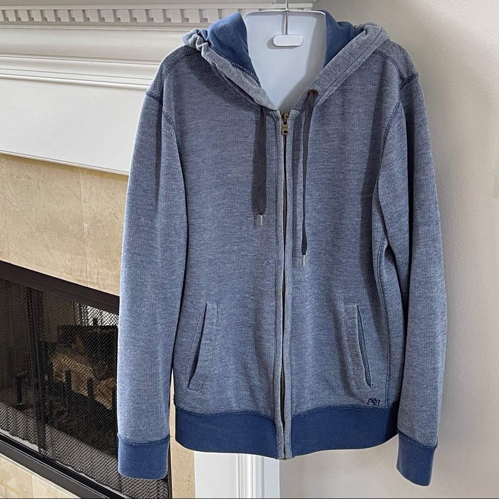 Aeropostale solid blue fleece zip hodded jacket sz M